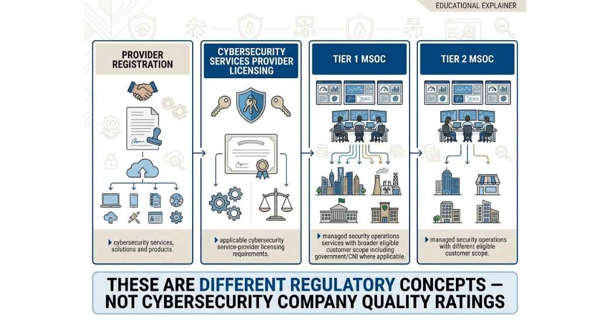 Difference between NCA provider registration and Tier 1 Tier 2 MSOC licensing